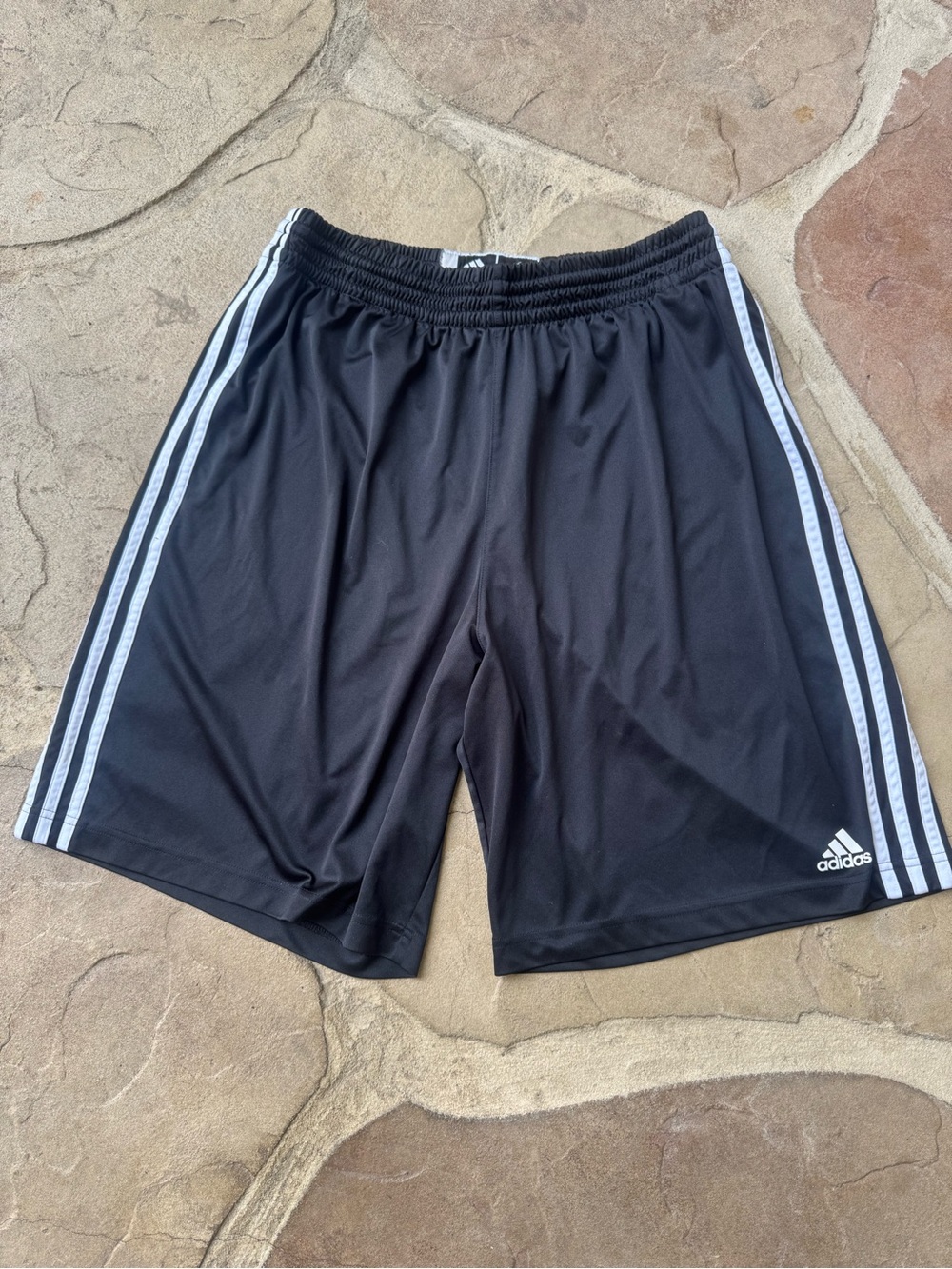 Adidas, Black, Athletic Shorts with Three Stripes in white, Size XL